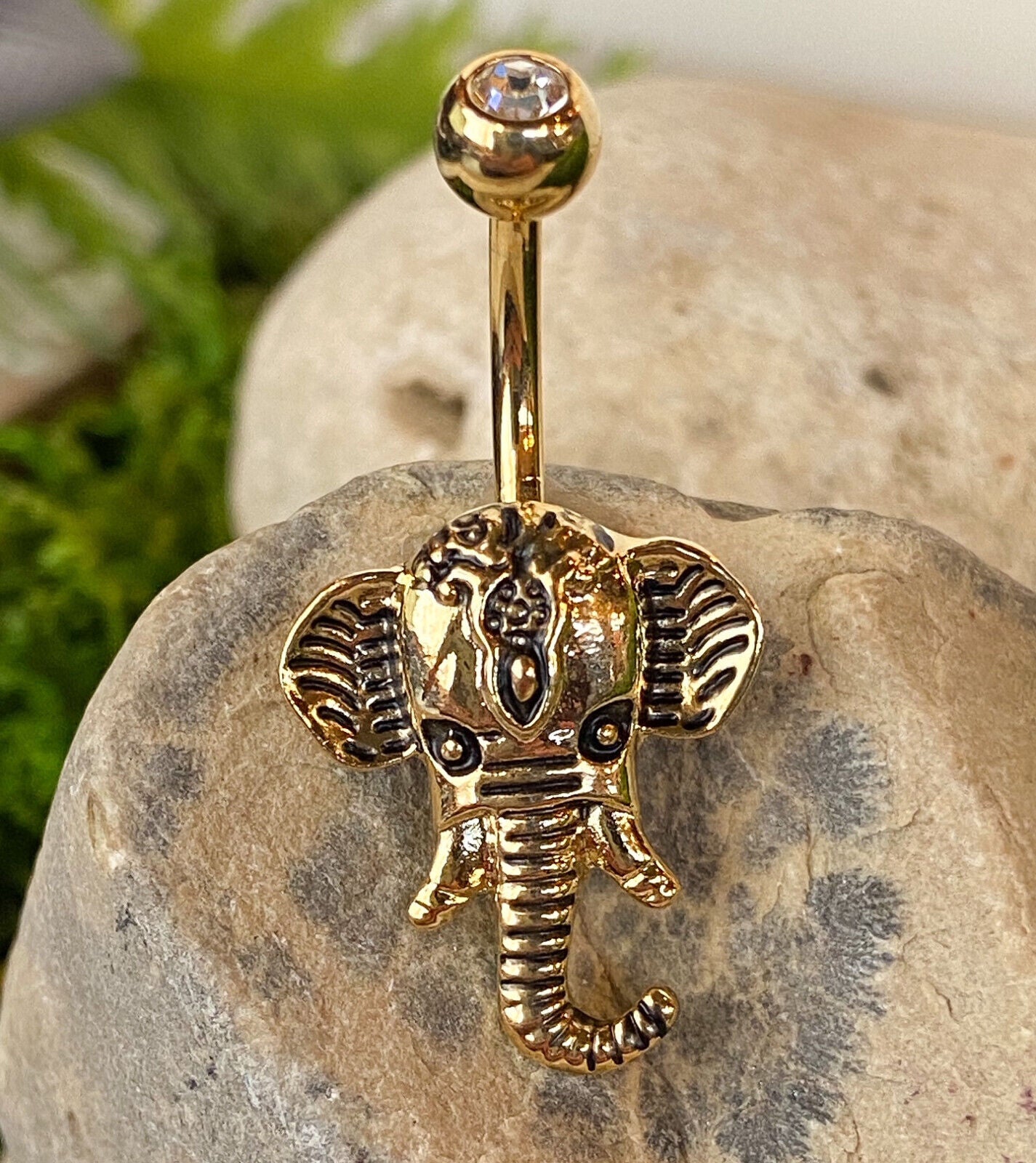 1pc Elephant Head CZ Gem Belly Ring Pierced Navel Naval