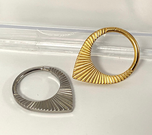 1pc Solid Titanium Cuts Teardrop Hinged Segment Ring Septum Tear Drop Clicker