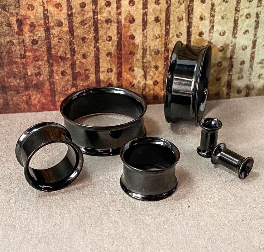 PAIR Solid Implant Grade Titanium Double Flare Tunnels Plugs Gauges Body Jewelry