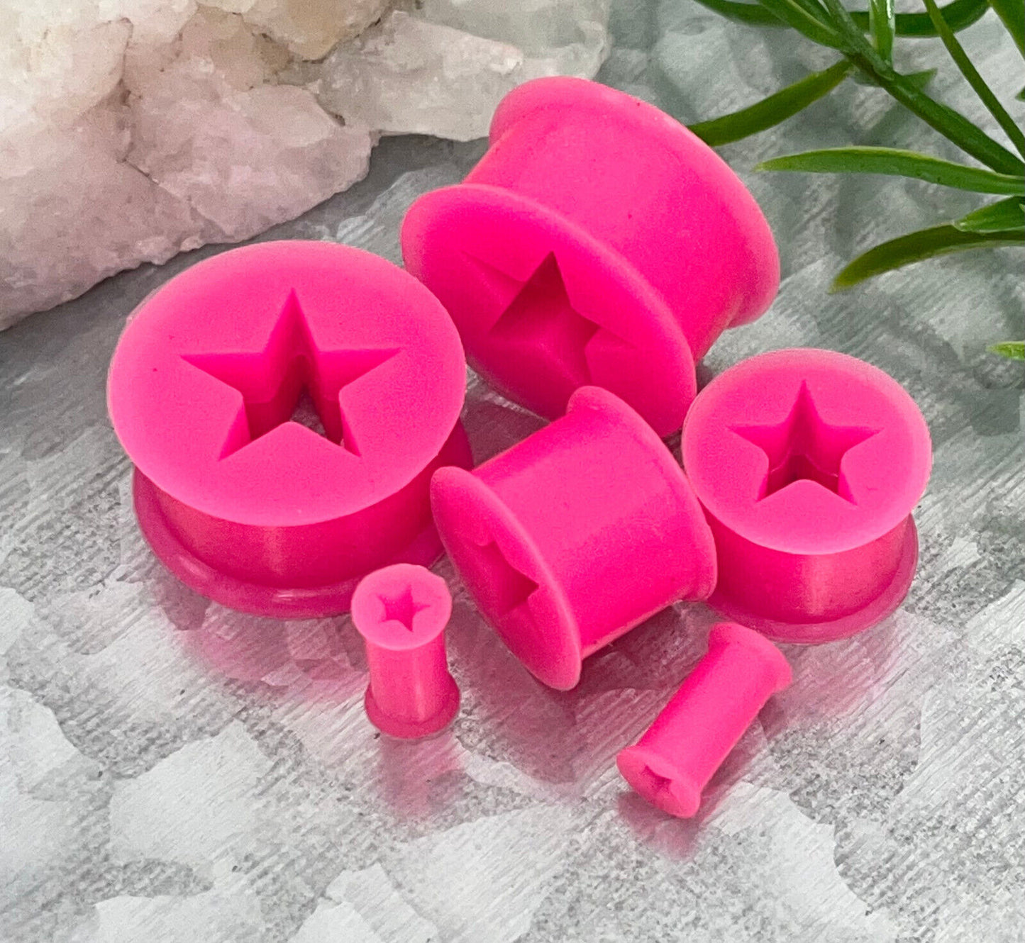 PAIR Star Silicone Tunnels Plugs Earlets Gauges Body Jewelry