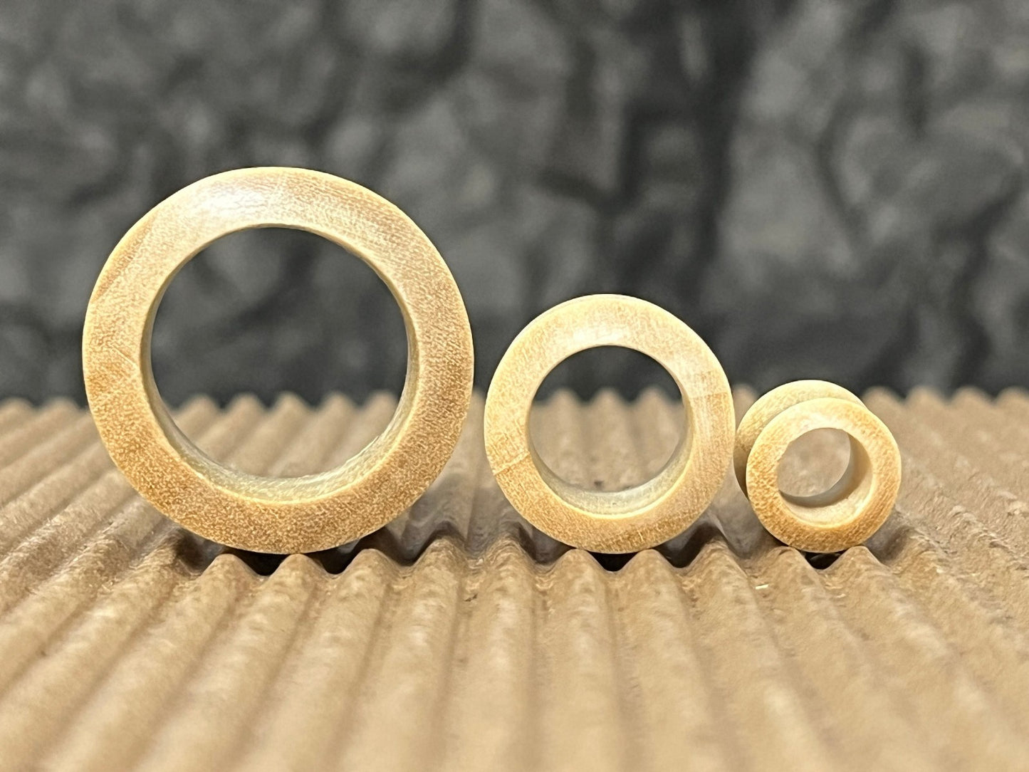 PAIR Blond Crocodile Wood Tunnels Plugs Organic Gauges Blonde Body Jewelry