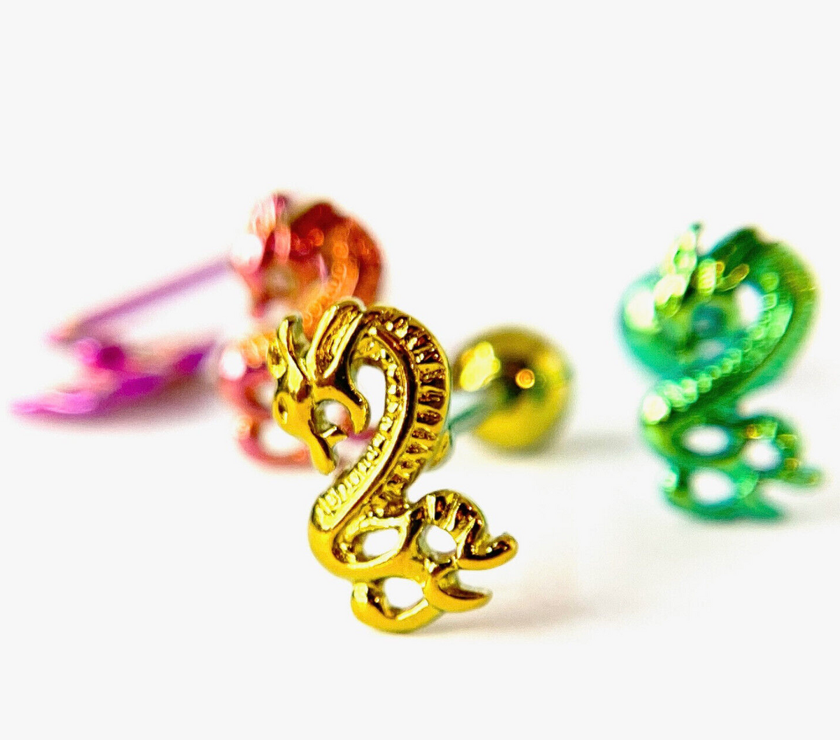 1pc Dragon Design Tongue Ring Titanium Anodized 14g Tounge Barbell Body Jewelry