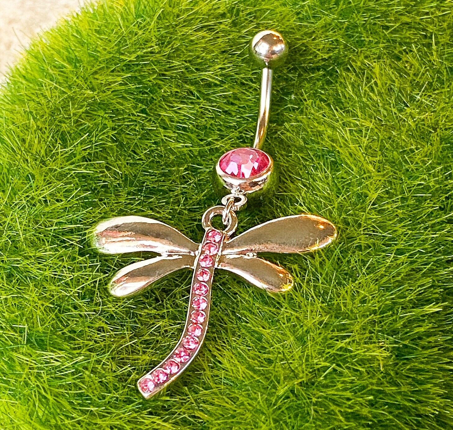 Dragonfly Paved Gem Belly Ring Navel Piercing Pierced Naval Body Jewelry