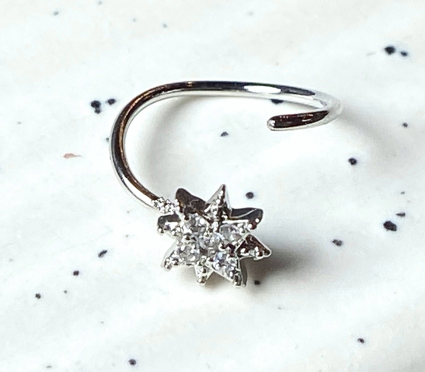 1pc CZ Paved Starburst Hoop Nose / Cartilage Ring Rook Daith Helix Tragus