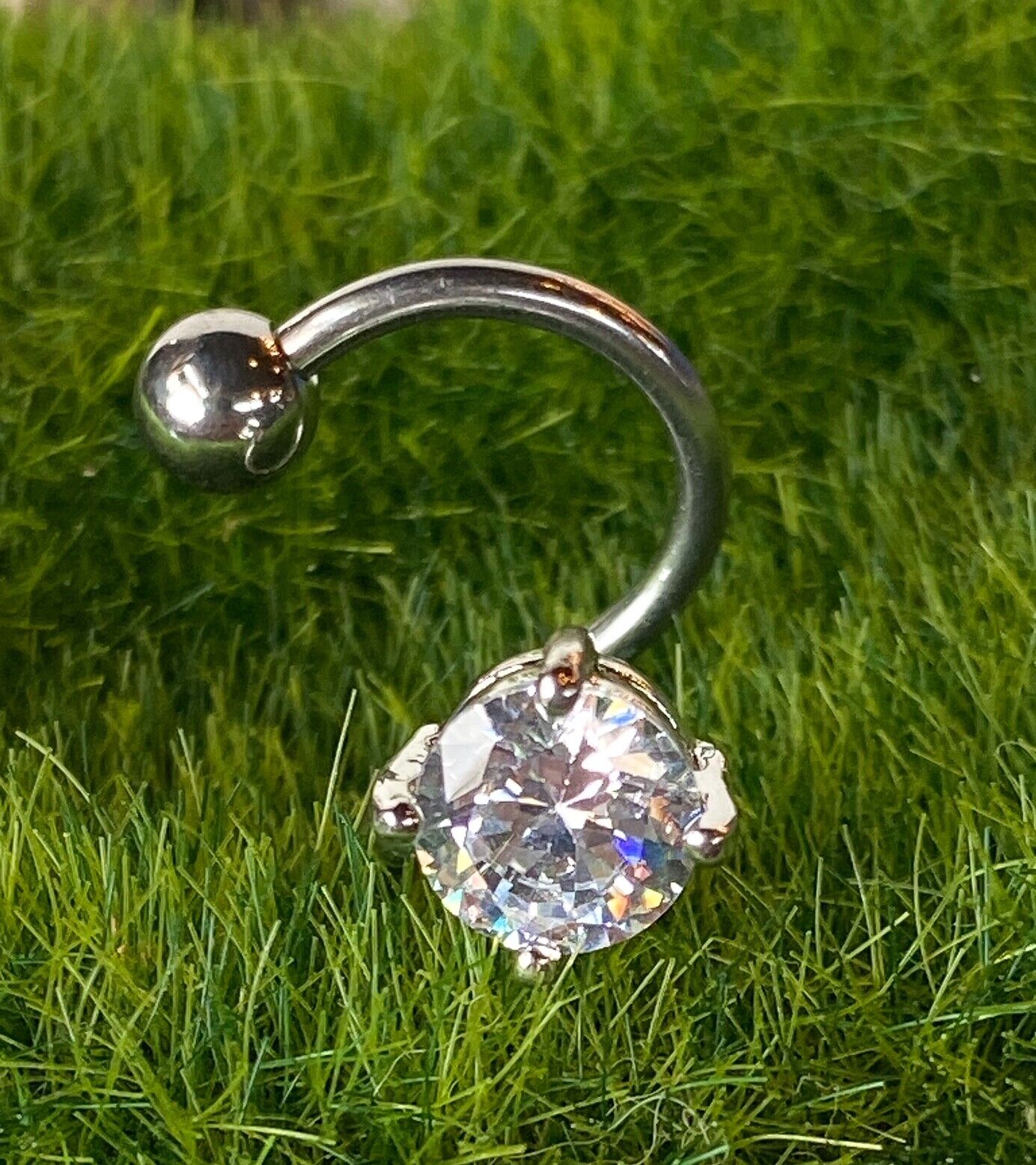 Round Twist CZ Gem Belly Ring Navel Piercing Pierced Naval Clear, Pink, Aqua