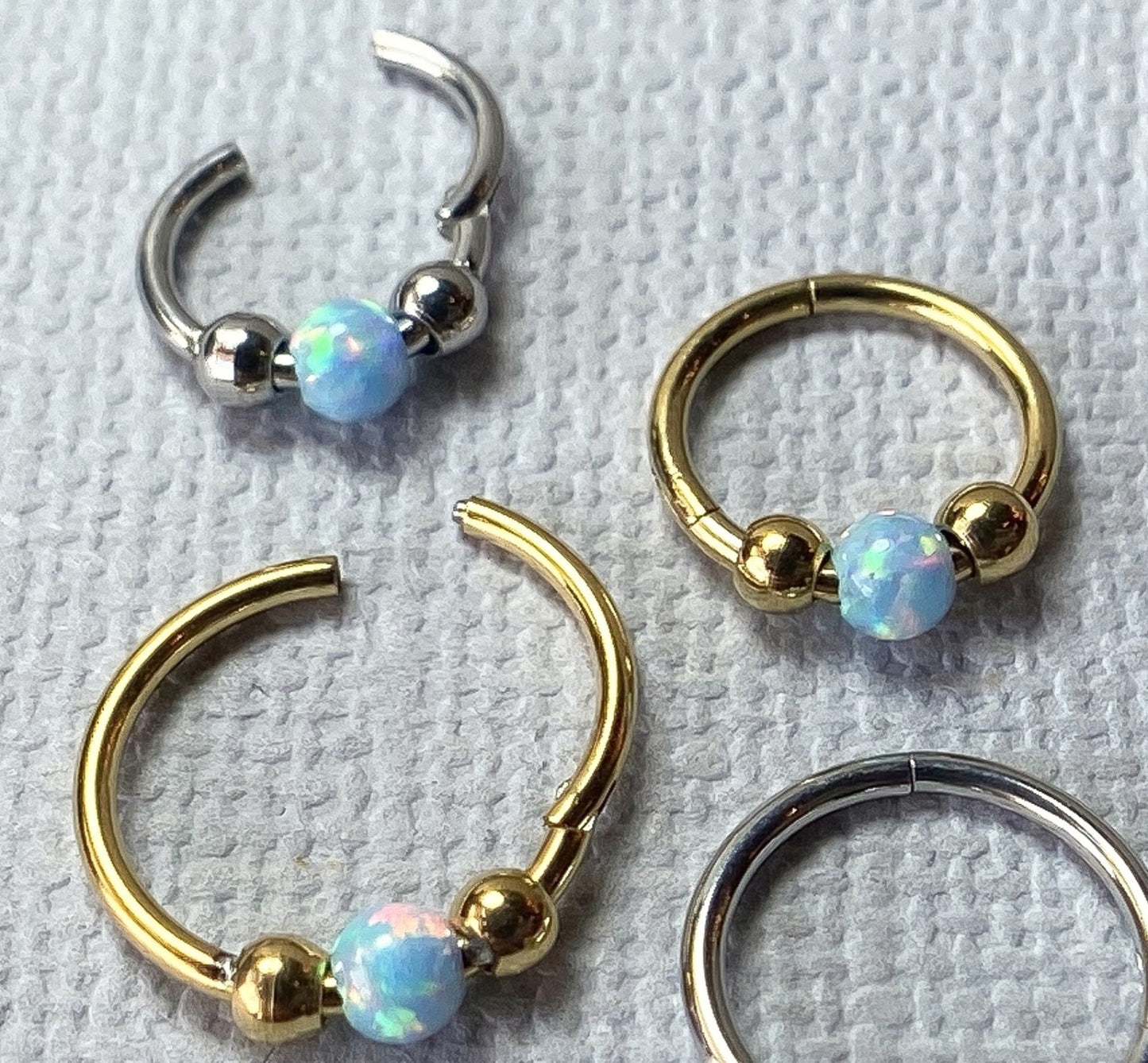 1pc Opal Ball Hinged Segment Ring Helix Septum Clicker Body Jewelry