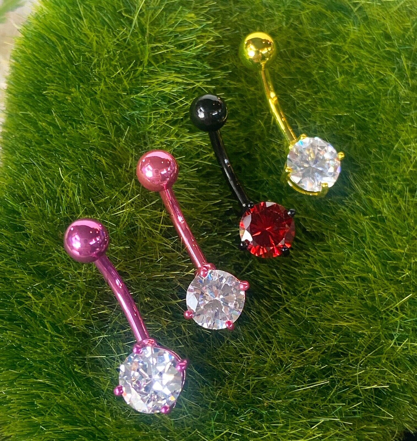 1pc Neon Titanium Plated Surgical Steel Solitaire Belly Ring Navel Naval