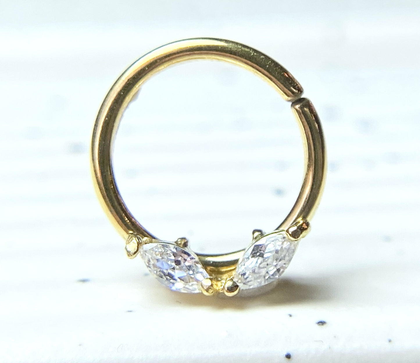 1pc Double Marquise Gem Hoop Ring- Nose Septum Daith Rook Tragus Ear Cartilage