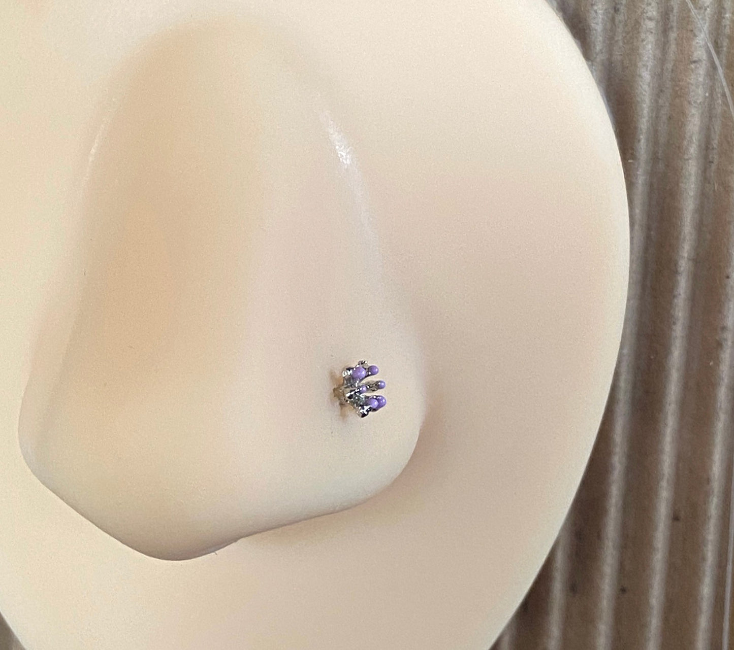 1pc Enamel Flower Top 20g Nose Ring Stud Surgical Steel Body Jewelry