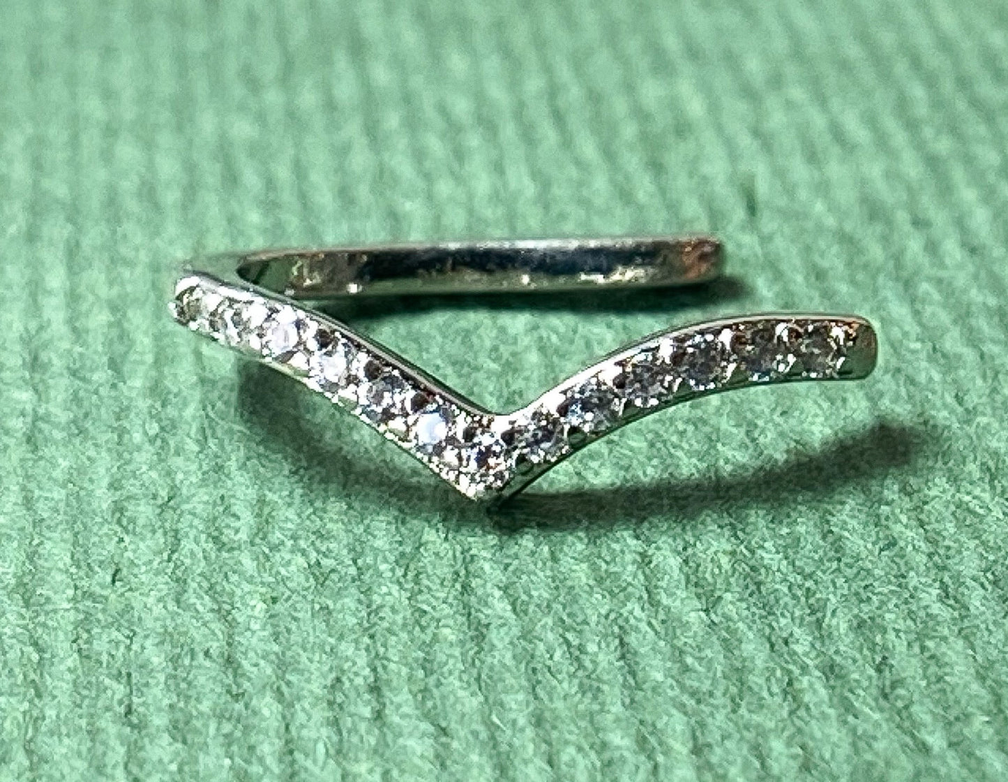 CZ Lined Chevron Non-Piercing Nose / Ear Clip, Faux Hoop Stud Screw Nostril Ring