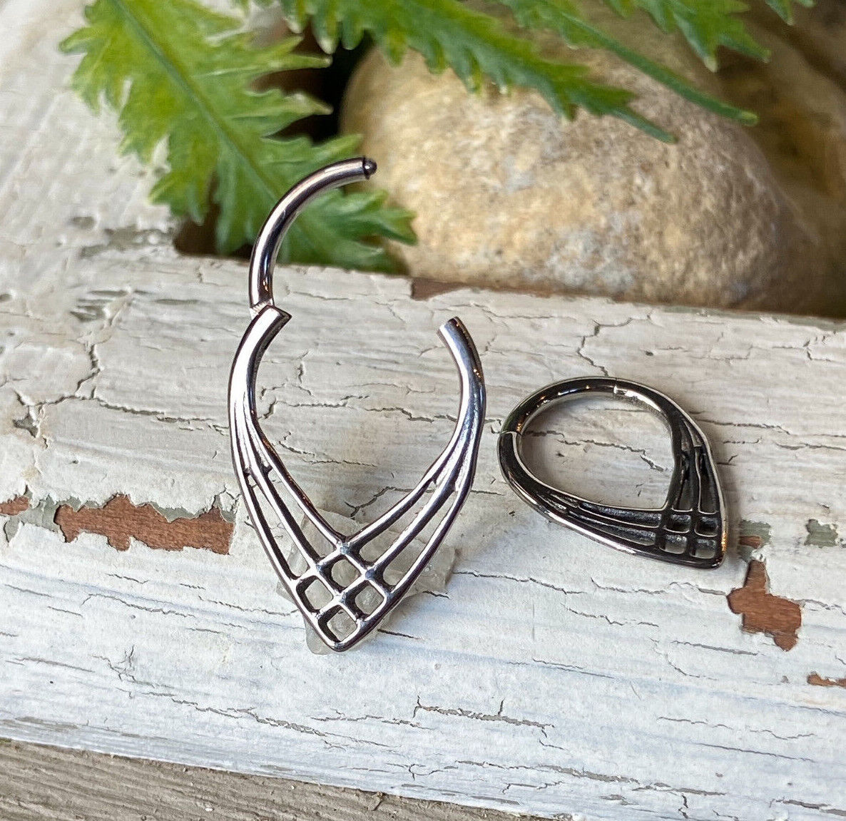 1pc Weave Design Hinged Segment Ring Hoop Helix Daith Septum Implant Titanium