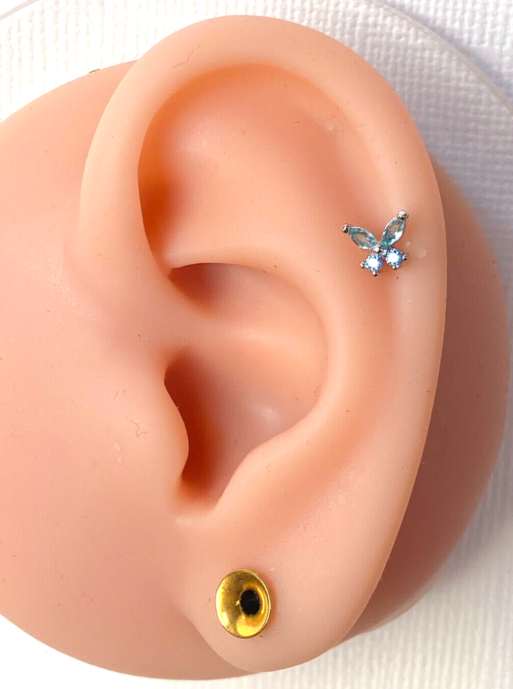 1pc CZ Gem Butterfly 16g Labret Internally Threaded Steel Tragus Helix