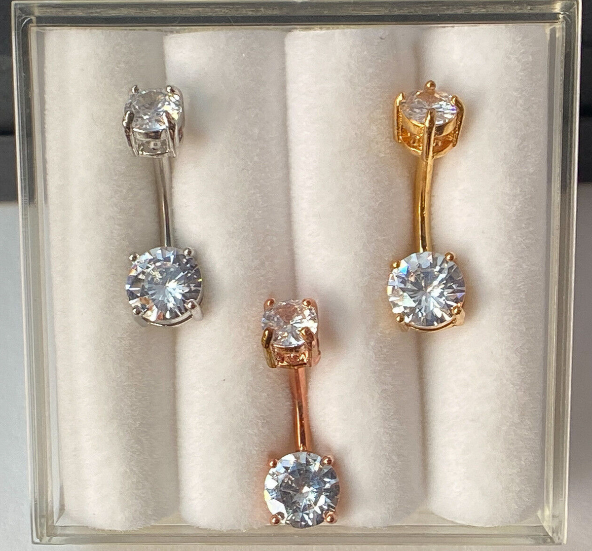 3pc Box Value Pack Belly Rings Gem Internally Threaded Navel Naval Body Jewelry