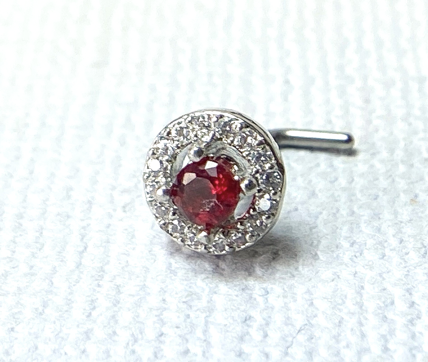 1pc Double Tier CZ Gem L-Bend 20g Nose Ring Stud Screw 316L Surgical Steel