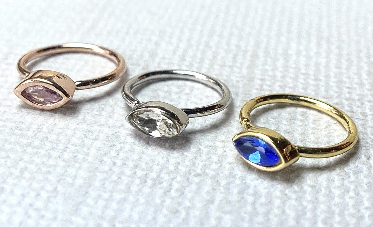 1pc Bendable Nose Hoop / Cartilage Ring Bezel Set Marquise Gem for Rook, Daith