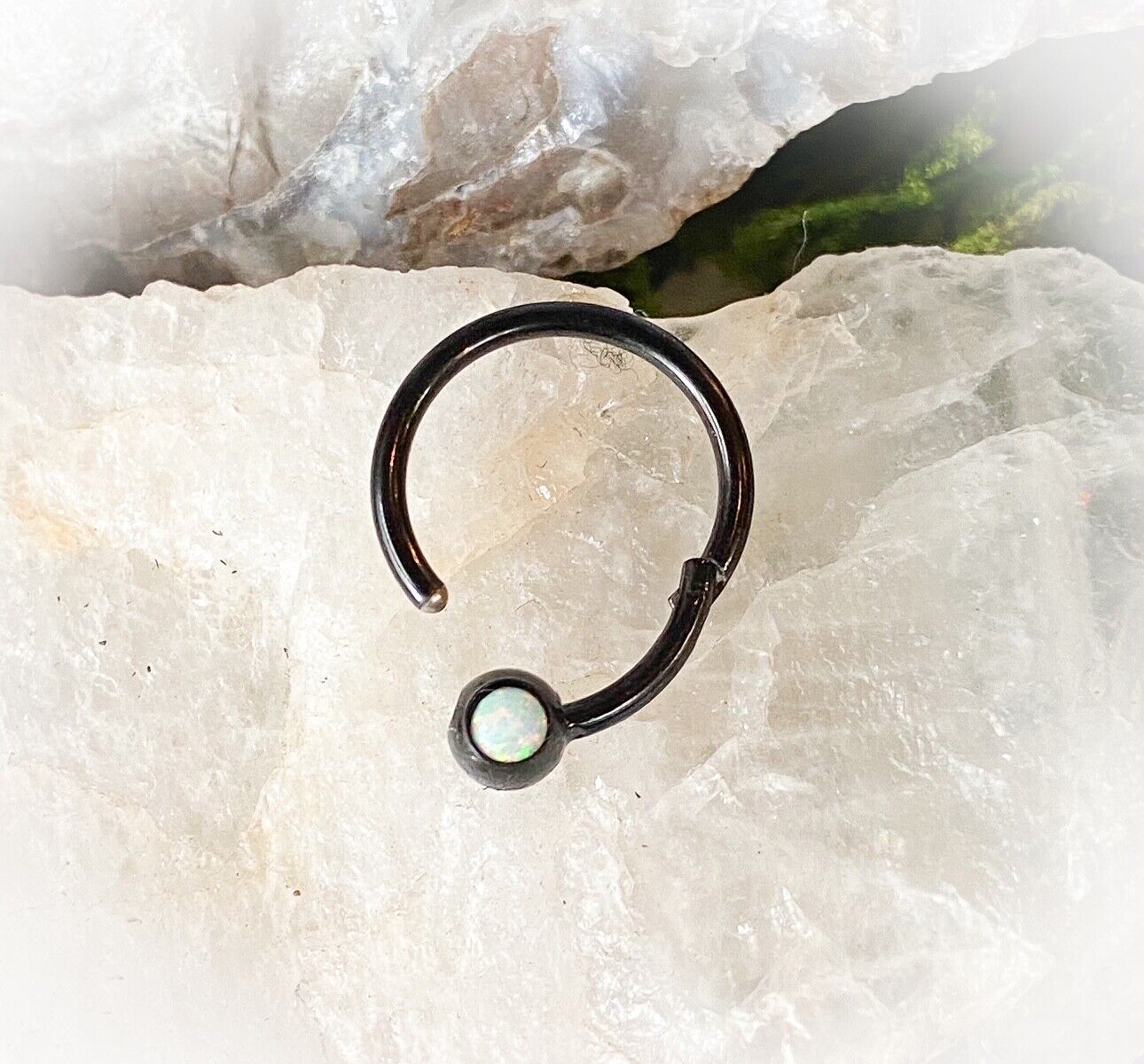 1pc Opal Ball Hinged Segment Ring Septum Clicker Captive Bead Helix Cartilage