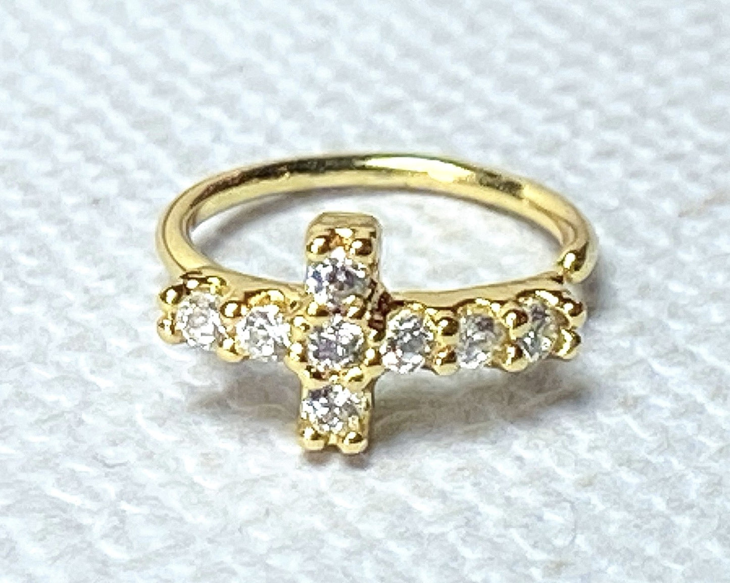 1pc Bendable Nose Hoop / Cartilage Ring CZ Gem Paved Cross for Rook, Daith