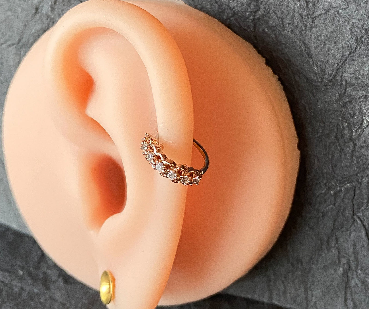 1pc Lined CZ w/ Filigree Edges Nose Hoop Cartilage Ring Rook Daith Helix Tragus