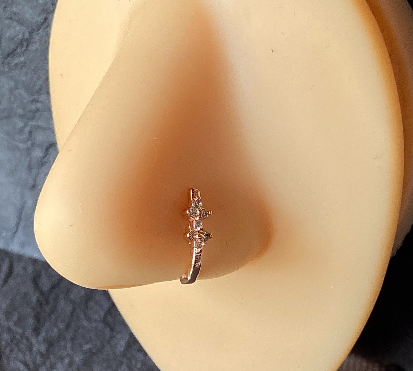 1pc Double CZ Gem Design Nose Crawler L-Bend 20g Nose Ring Stud Screw