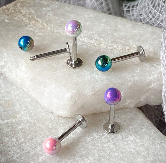 5pc Value Pack Metallic Iridescent Labrets Cartilage Monroe Medusa Studs