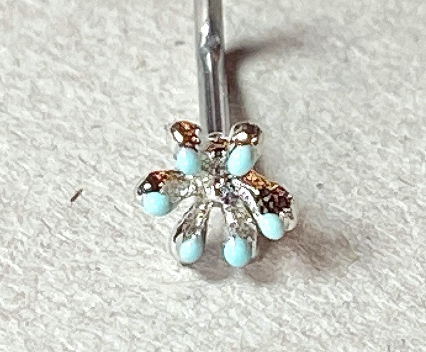 1pc Enamel Flower Top L-Bend 20g Nose Ring Stud Screw Surgical Steel