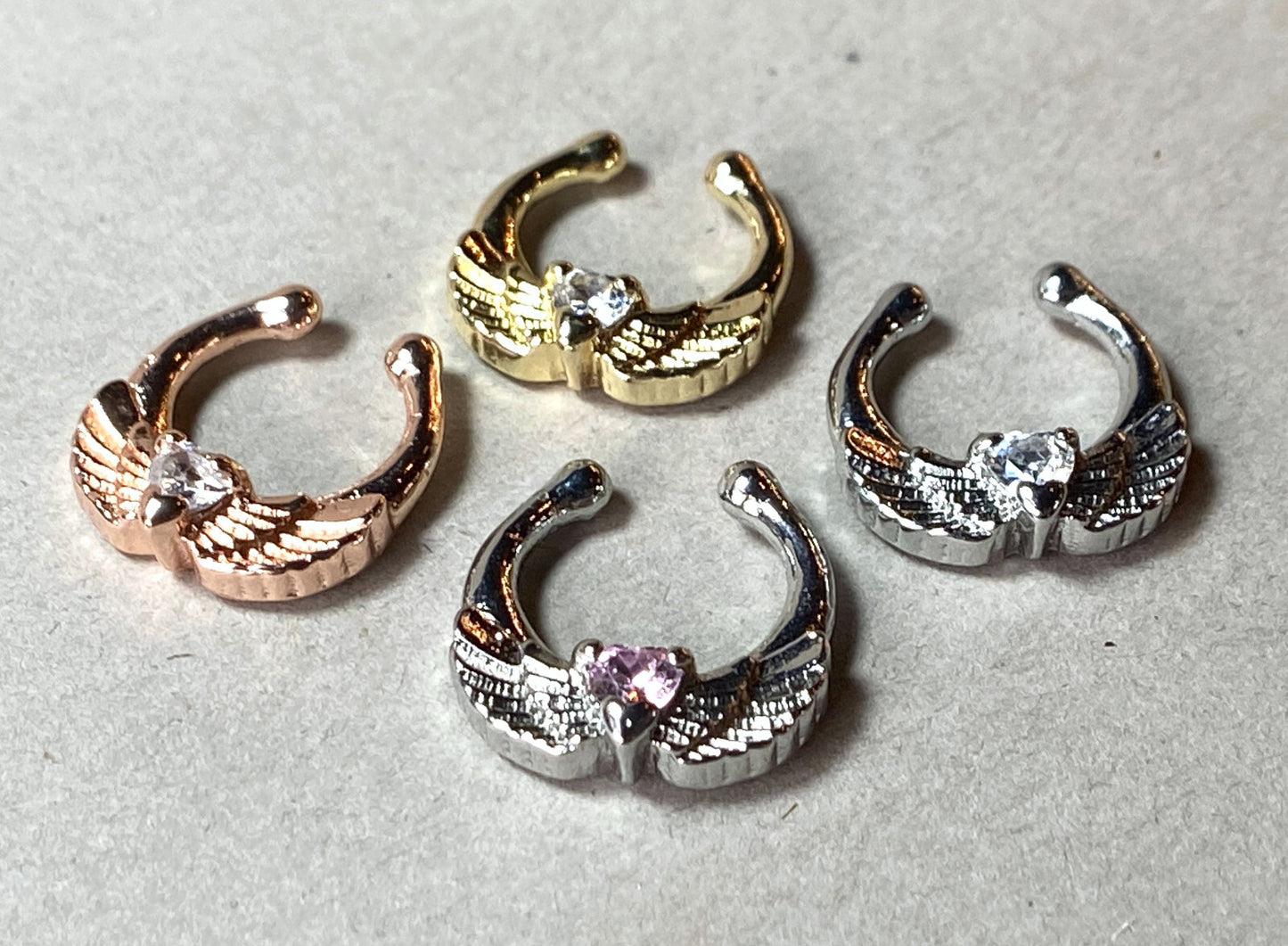 1pc Non-Piercing Angel Wings Septum Hanger Clip-On Fake Nose Ring Body Jewelry
