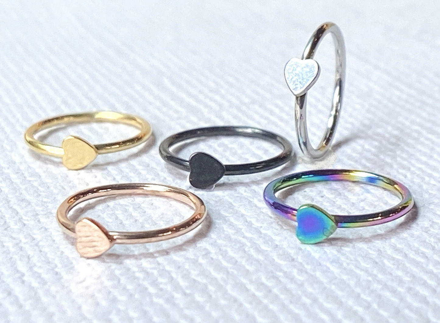 1pc Bendable Steel Hoop Nose Cartilage Ring Heart Rook Daith Helix Tragus