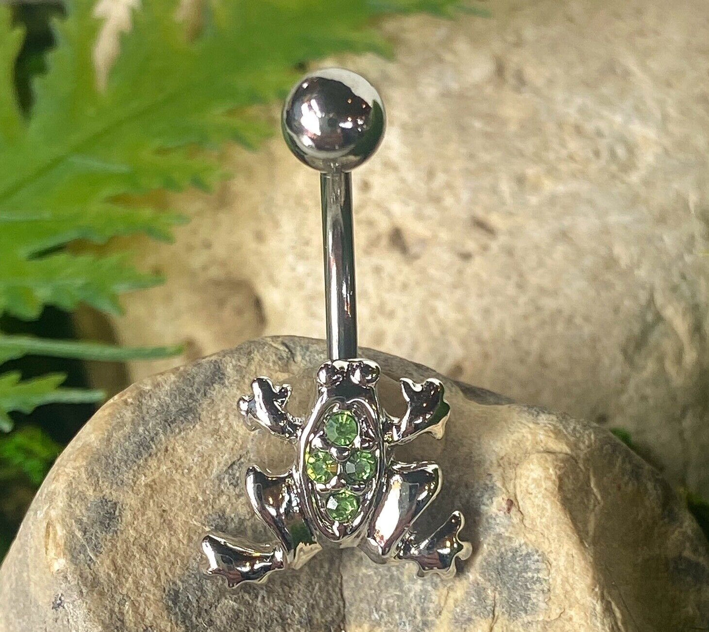 Frog CZ Gem Belly Ring Navel Naval - Only Green Left In Stock