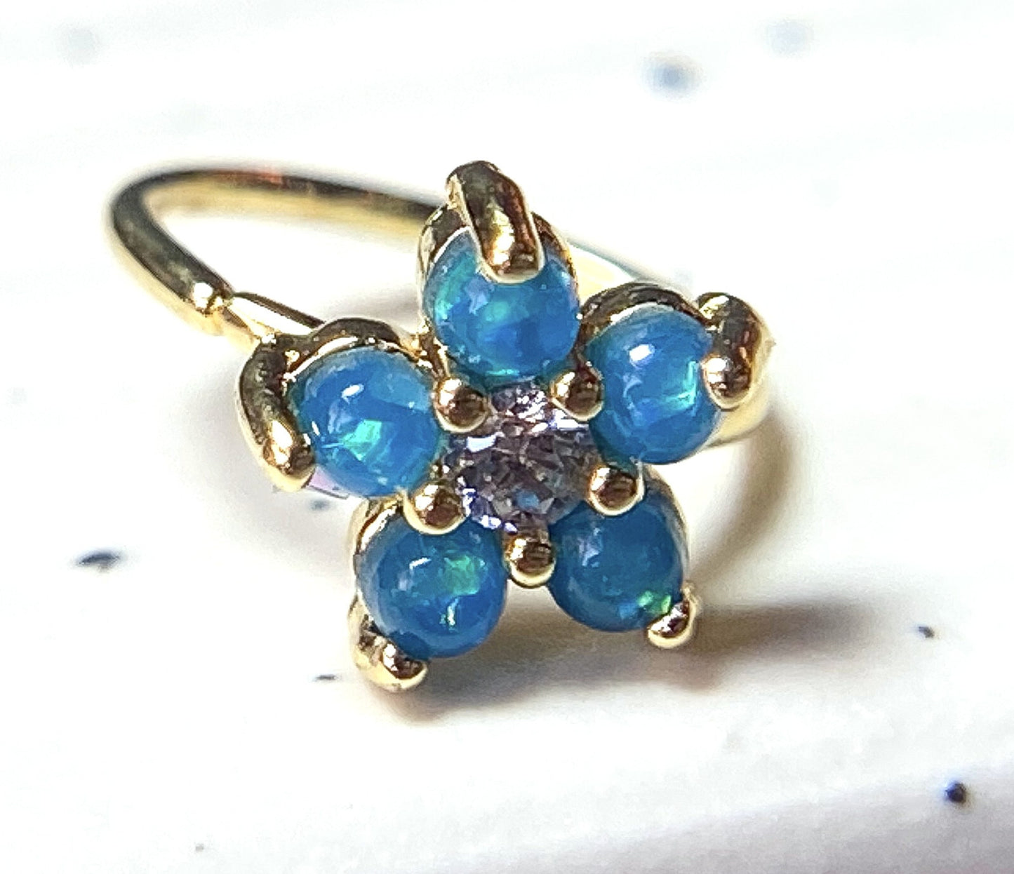 1pc Gold Opal Glitter Flower Hoop Nose / Cartilage Ring Rook Daith Helix Tragus