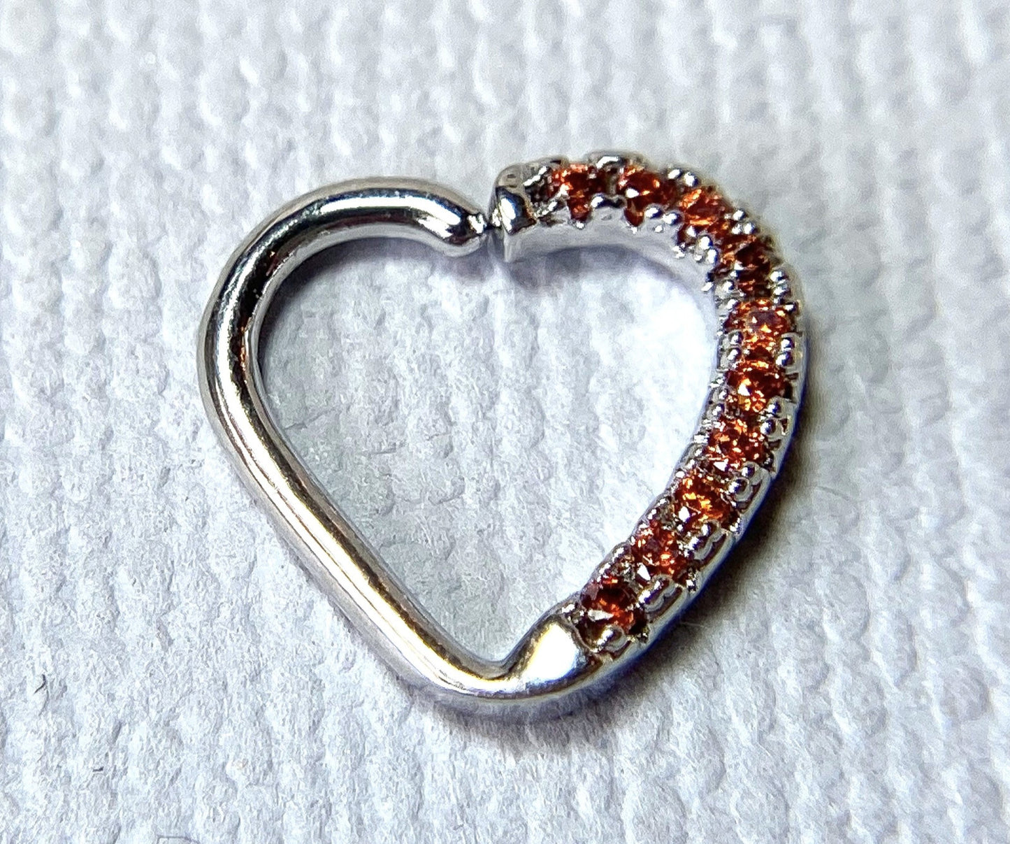 1pc Heart Bendable Ear Hoop Ring Lined CZ Gems Cartilage Daith Helix Snug