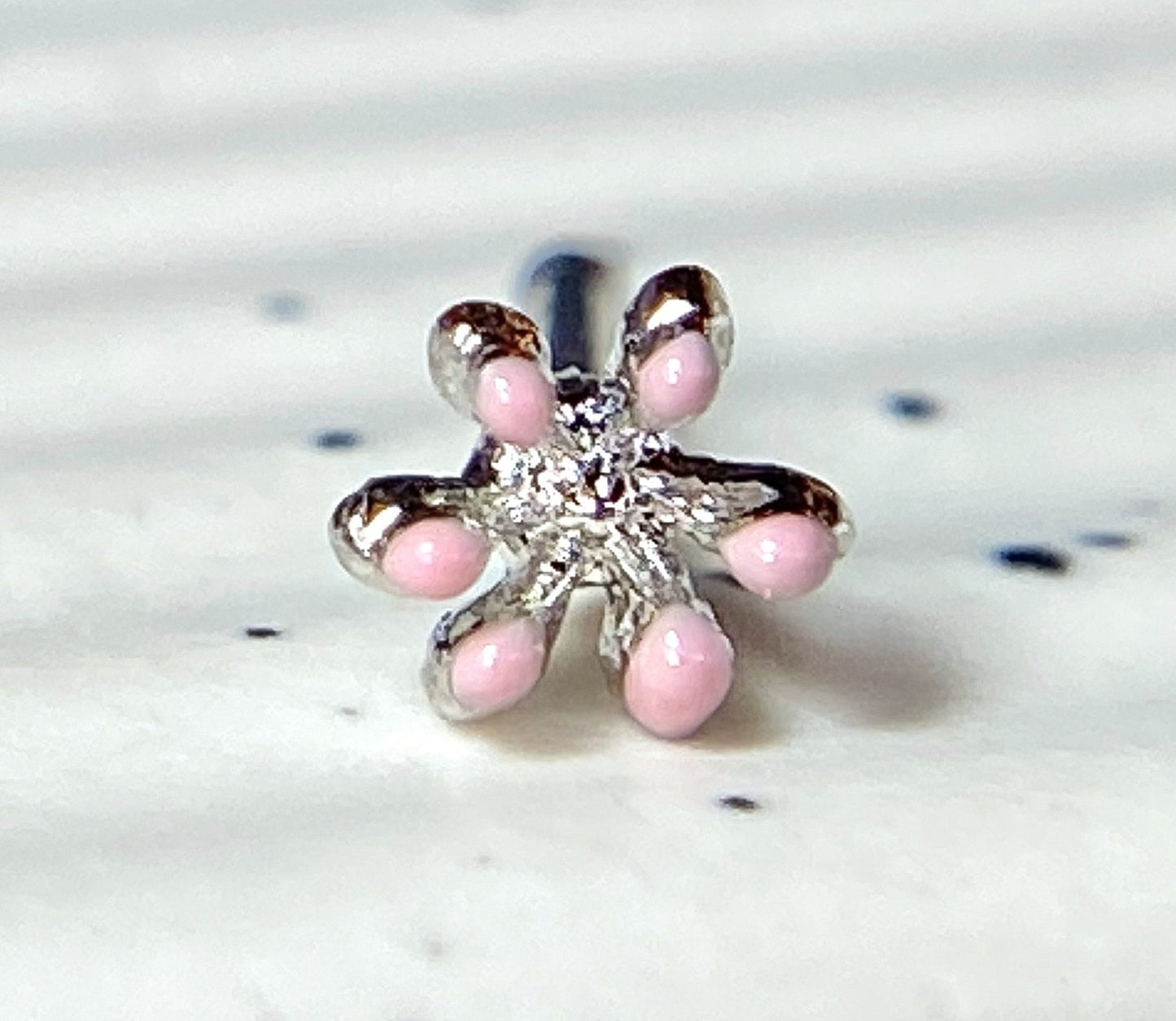 1pc Enamel Flower Top 20g Nose Ring Stud Surgical Steel Body Jewelry