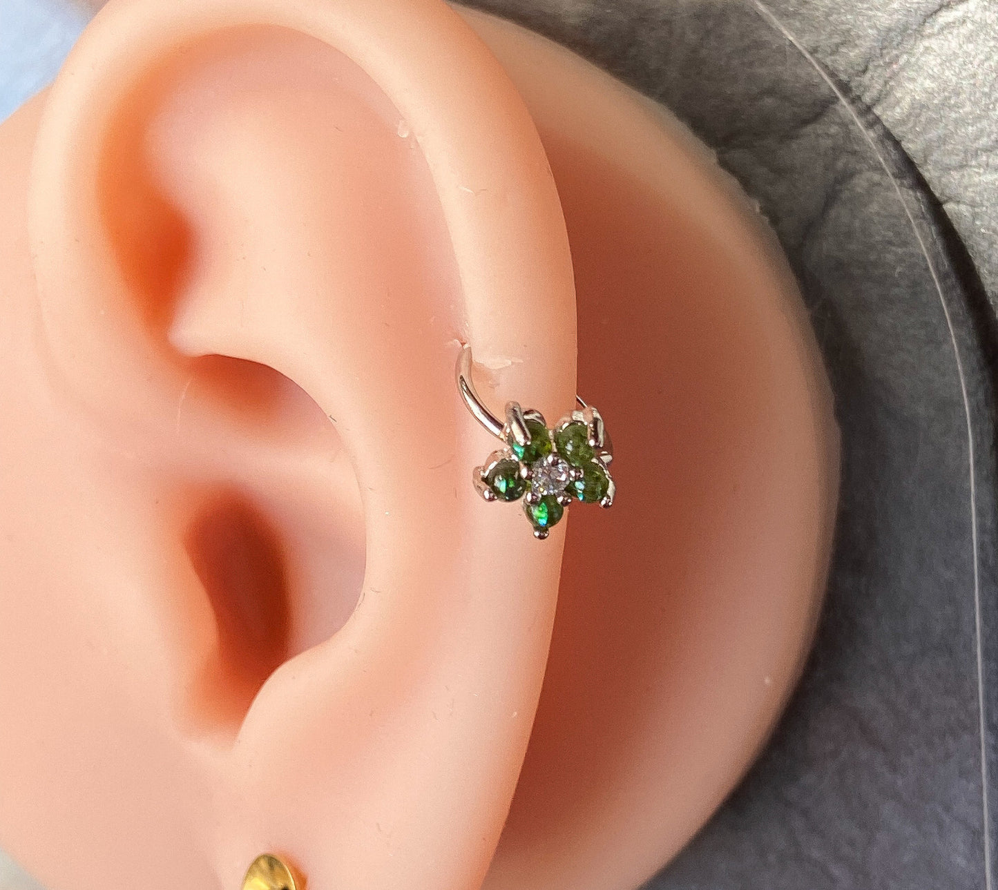 1pc Opal Glitter Flower Hoop Nose / Cartilage Ring Rook Daith Helix Tragus