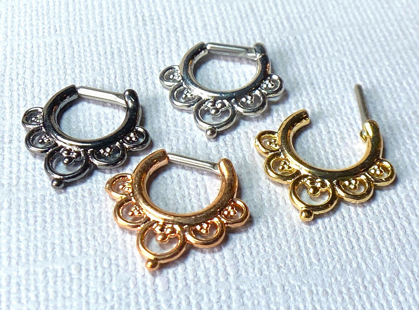 1pc Flower Petals Septum Clicker 316L Surgical Steel 14g or 16g Nose Ring
