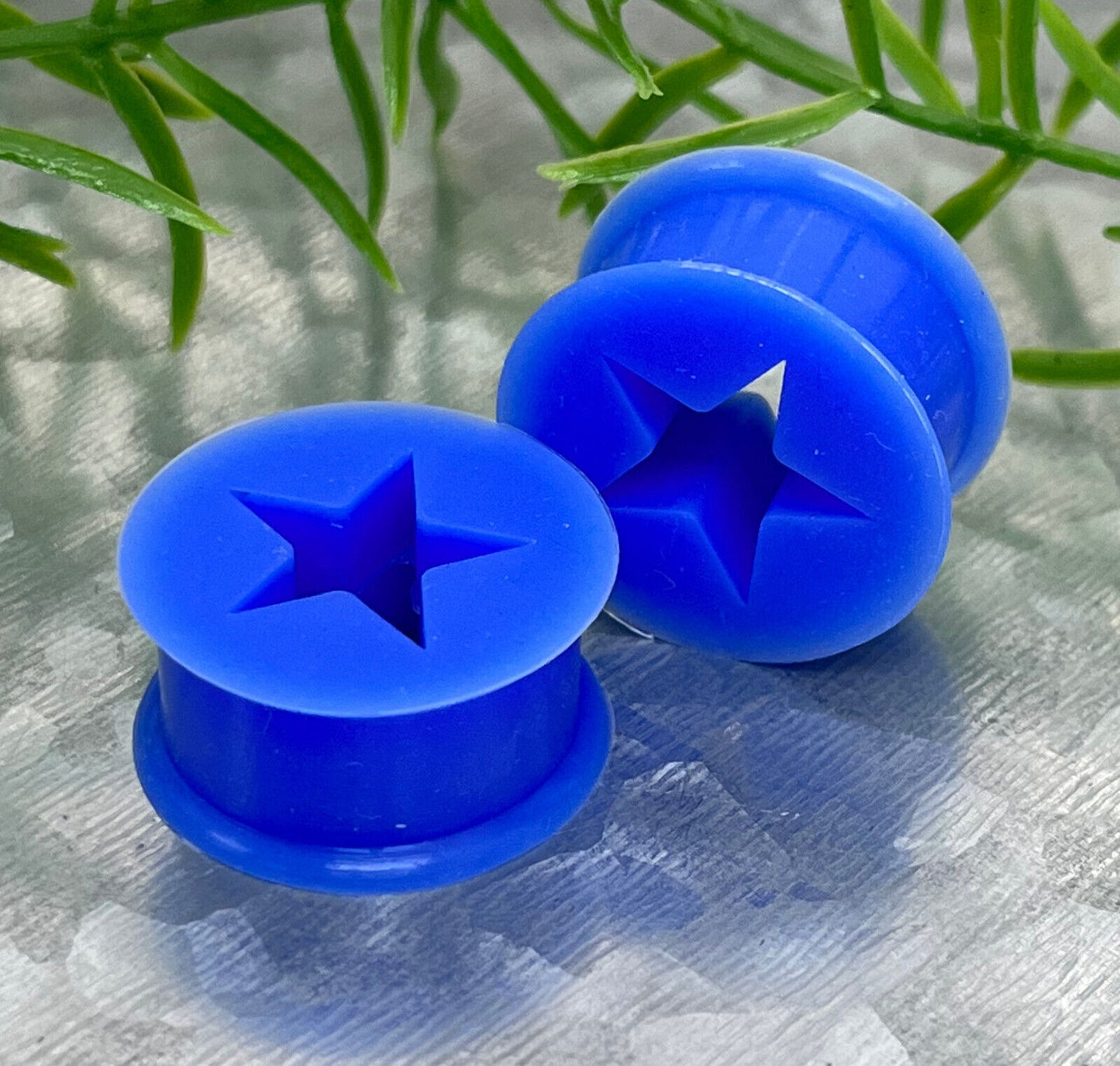 PAIR Star Silicone Tunnels Plugs Earlets Gauges Body Jewelry