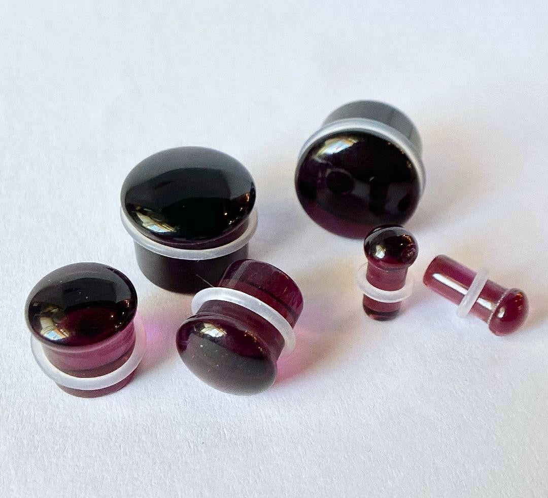PAIR Purple Glass Single Flare Plugs Gauges Tunnels Earlet Body Piercing Jewelry