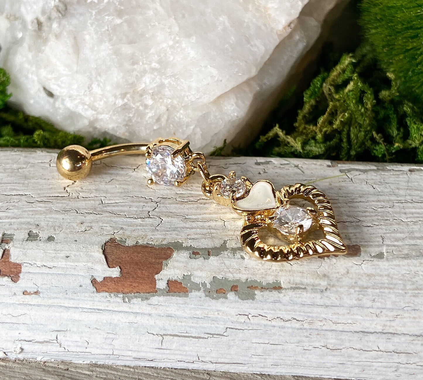 Gold Heart Belly Button Ring 14kt Gold Belly Rings Nipple Jewelry