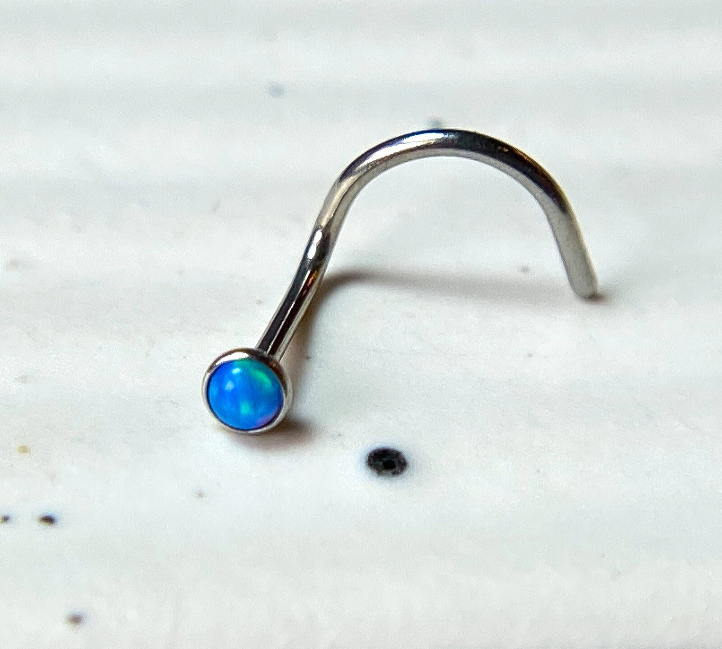 1pc Opal Set Nose Ring Screw 316L Surgical Steel Body Jewelry