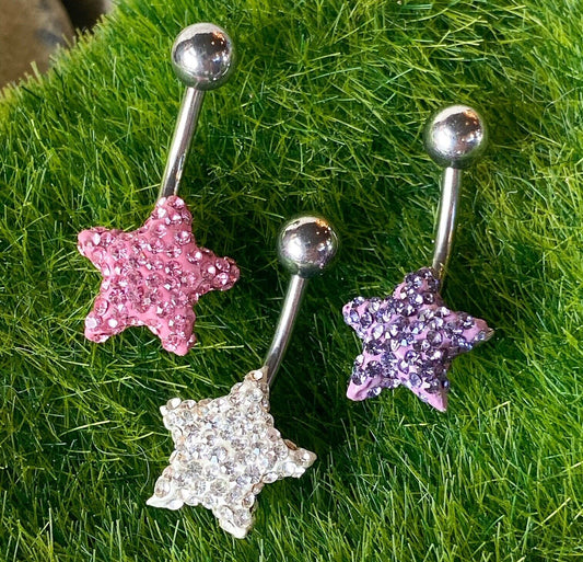 Star Gem Belly Ring Made w/ Swarovski Crystal Naval Piercing Pierced Navel