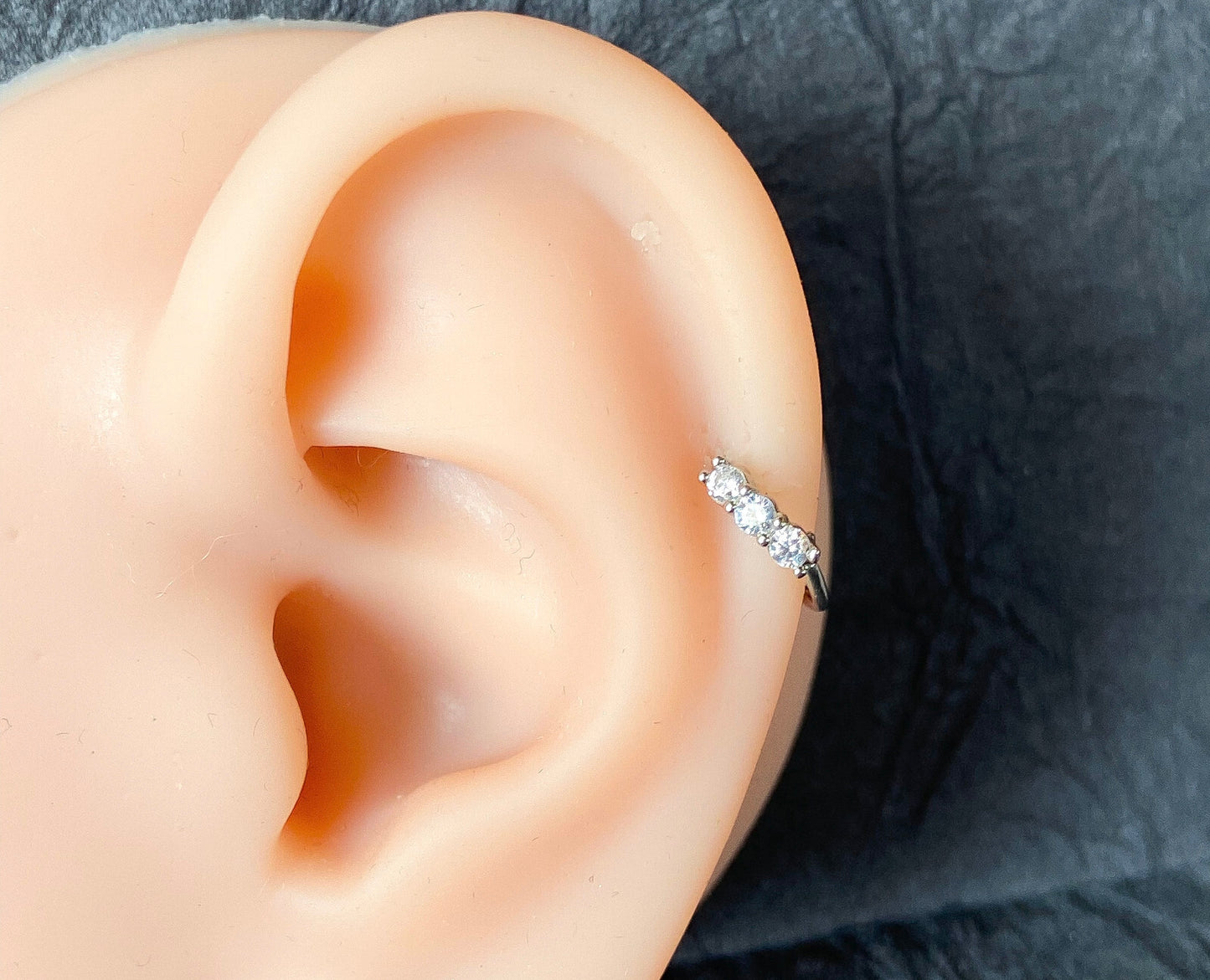 1pc Three Gem Bendable Nose, Cartilage, Helix Hoop Ring Rook Daith Helix Tragus