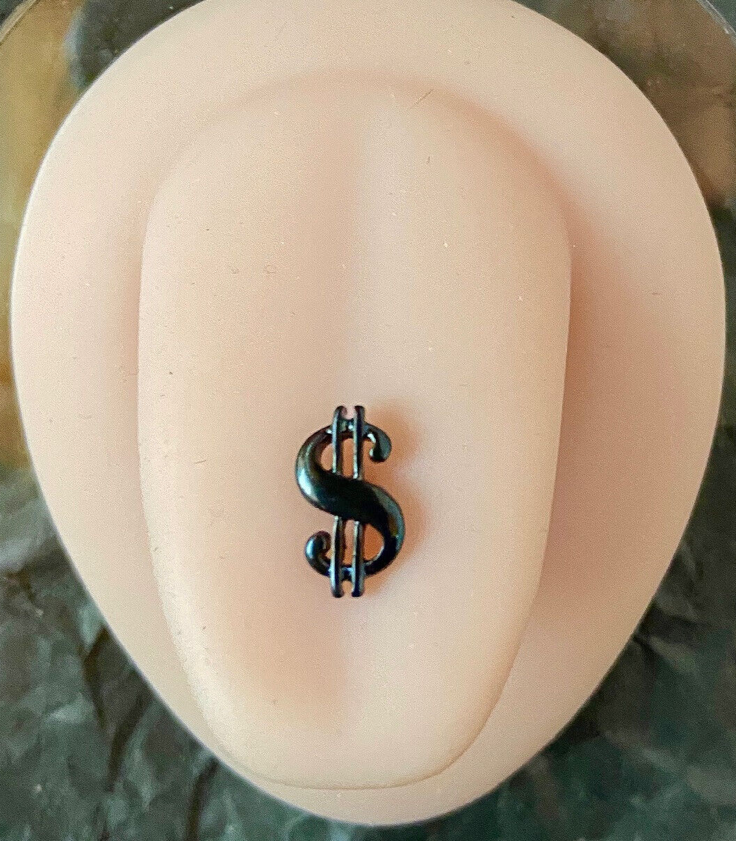 1pc Money $ Dollar Sign Design Tongue Ring Titanium Anodized 14g Tounge Barbell