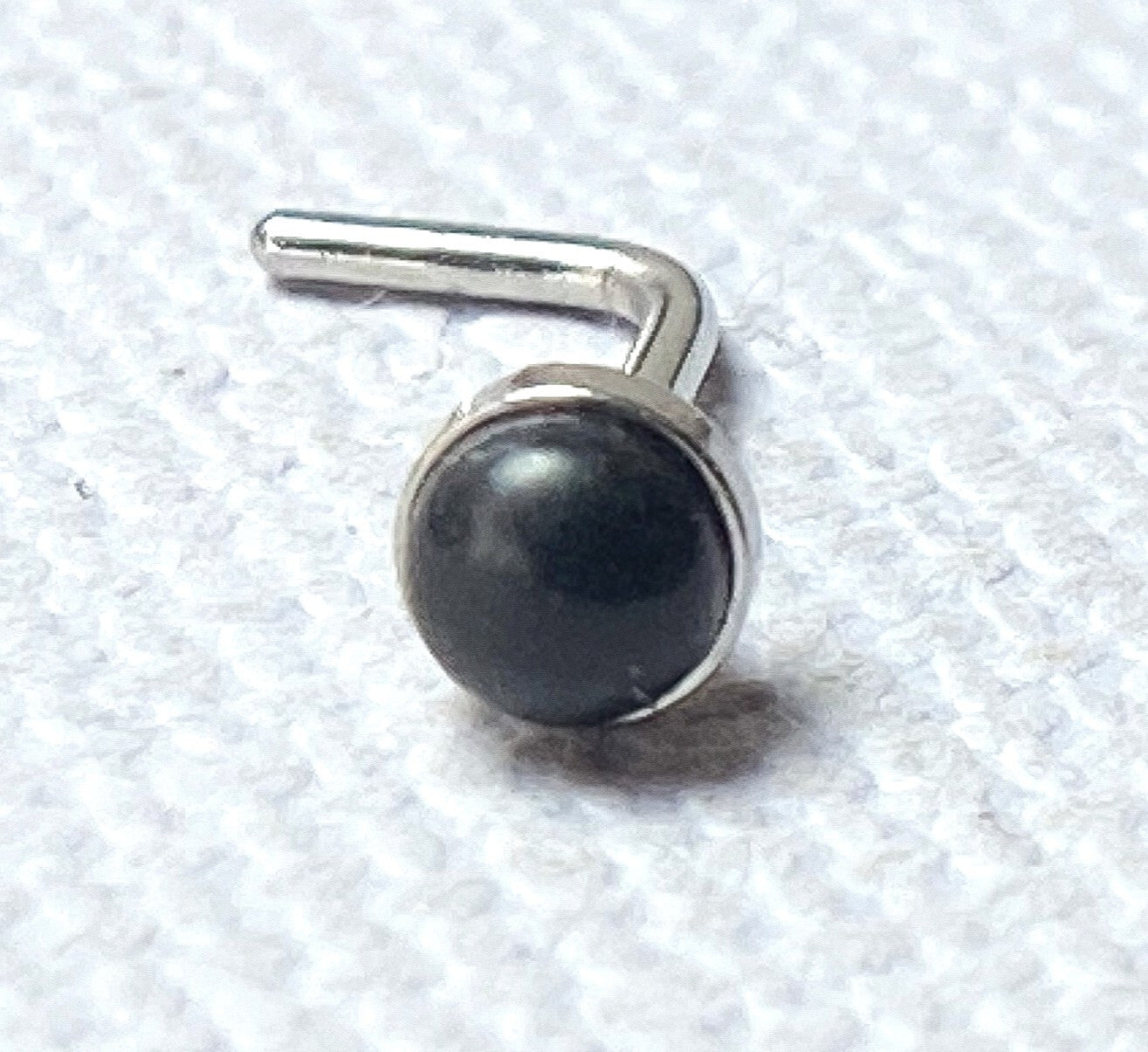 1pc Semi-Precious Stone Set 20g L-Bend Nose Ring Stud Screw 316L Surgical Steel