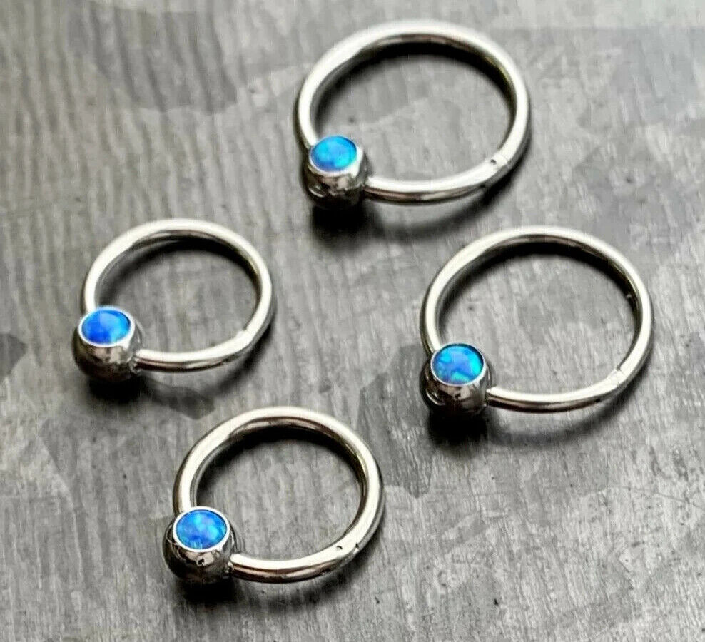 1pc Opal Ball Hinged Segment Ring Septum Clicker Captive Bead Helix Cartilage