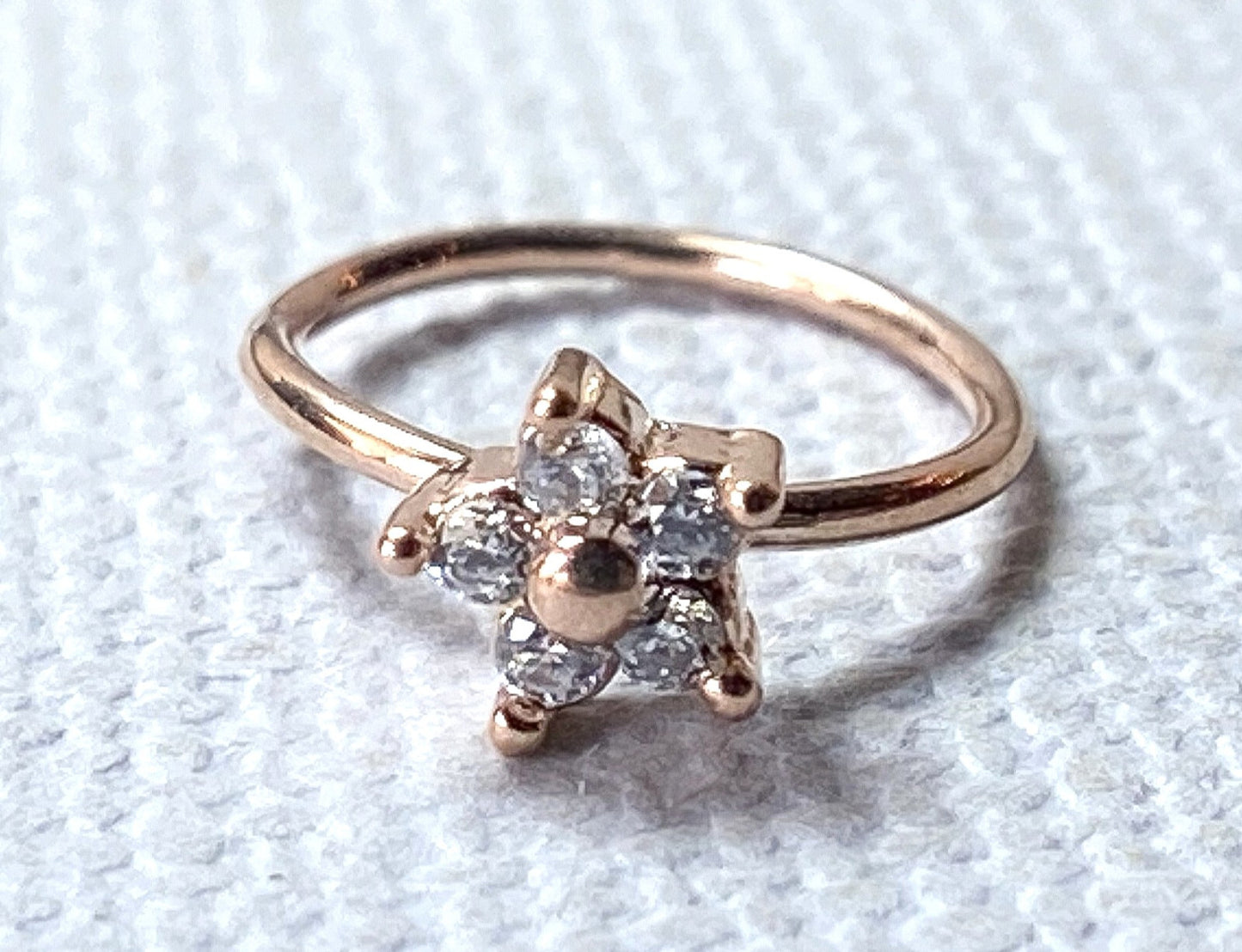 1pc CZ Gem Flower Nose Hoop / Cartilage Ring Rook Daith Helix Tragus