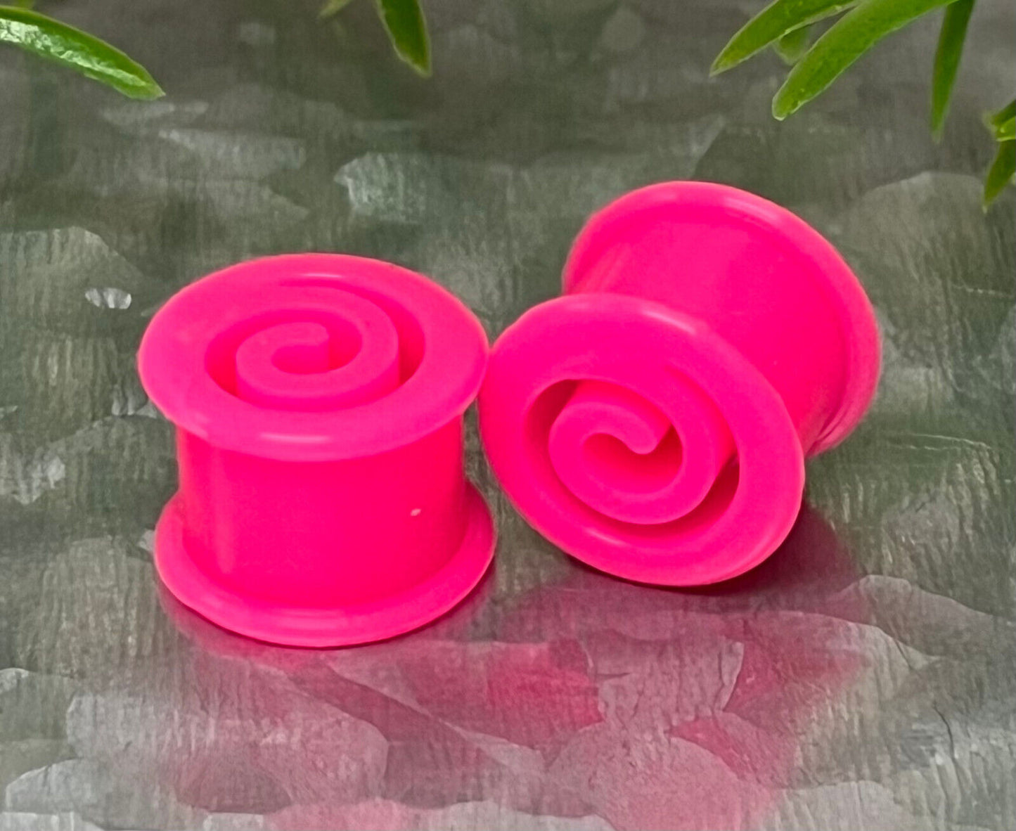 PAIR Spiral Silicone Tunnels Gauges Plugs Earlets Body Jewelry