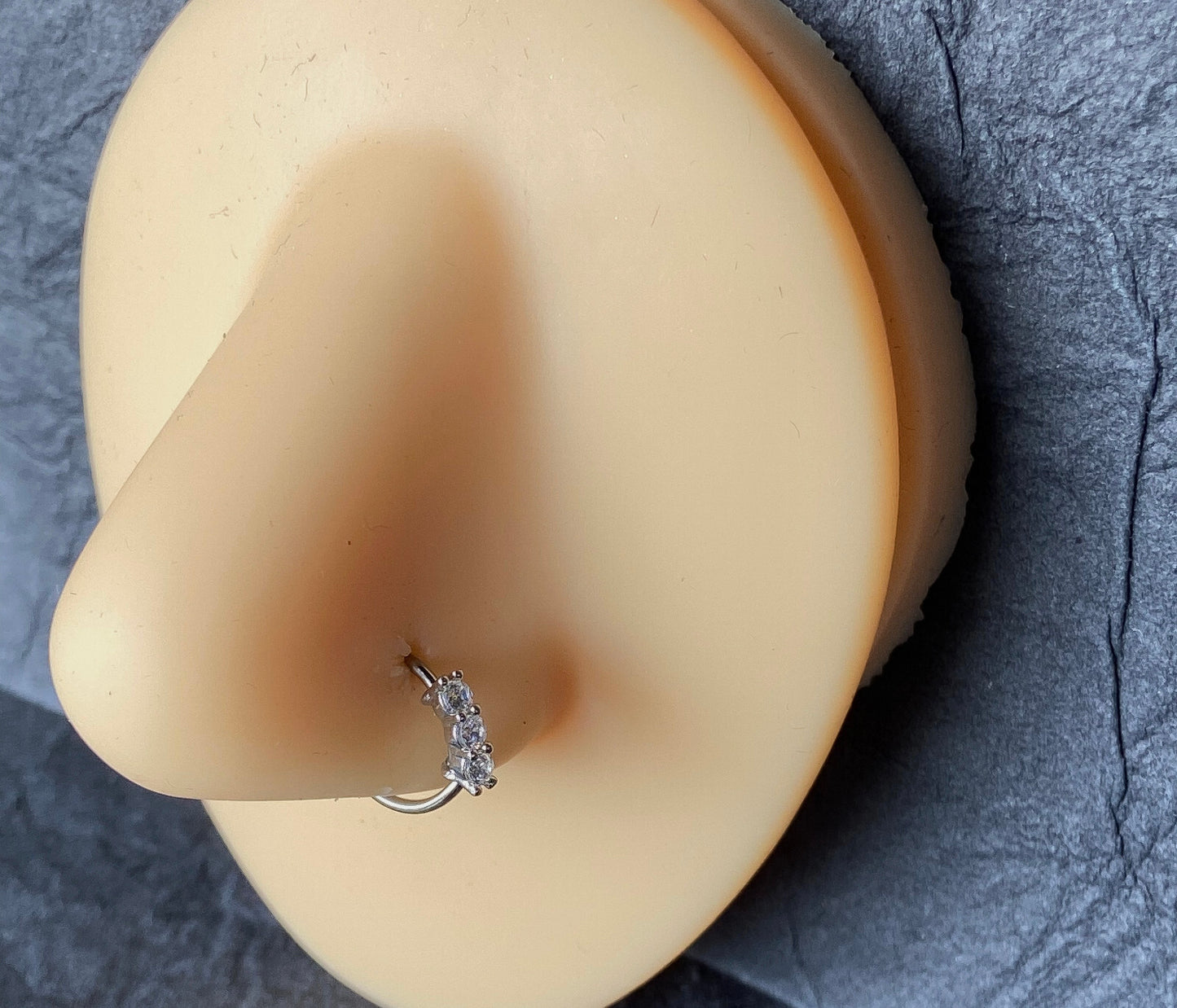 1pc Three Gem Bendable Nose, Cartilage, Helix Hoop Ring Rook Daith Helix Tragus