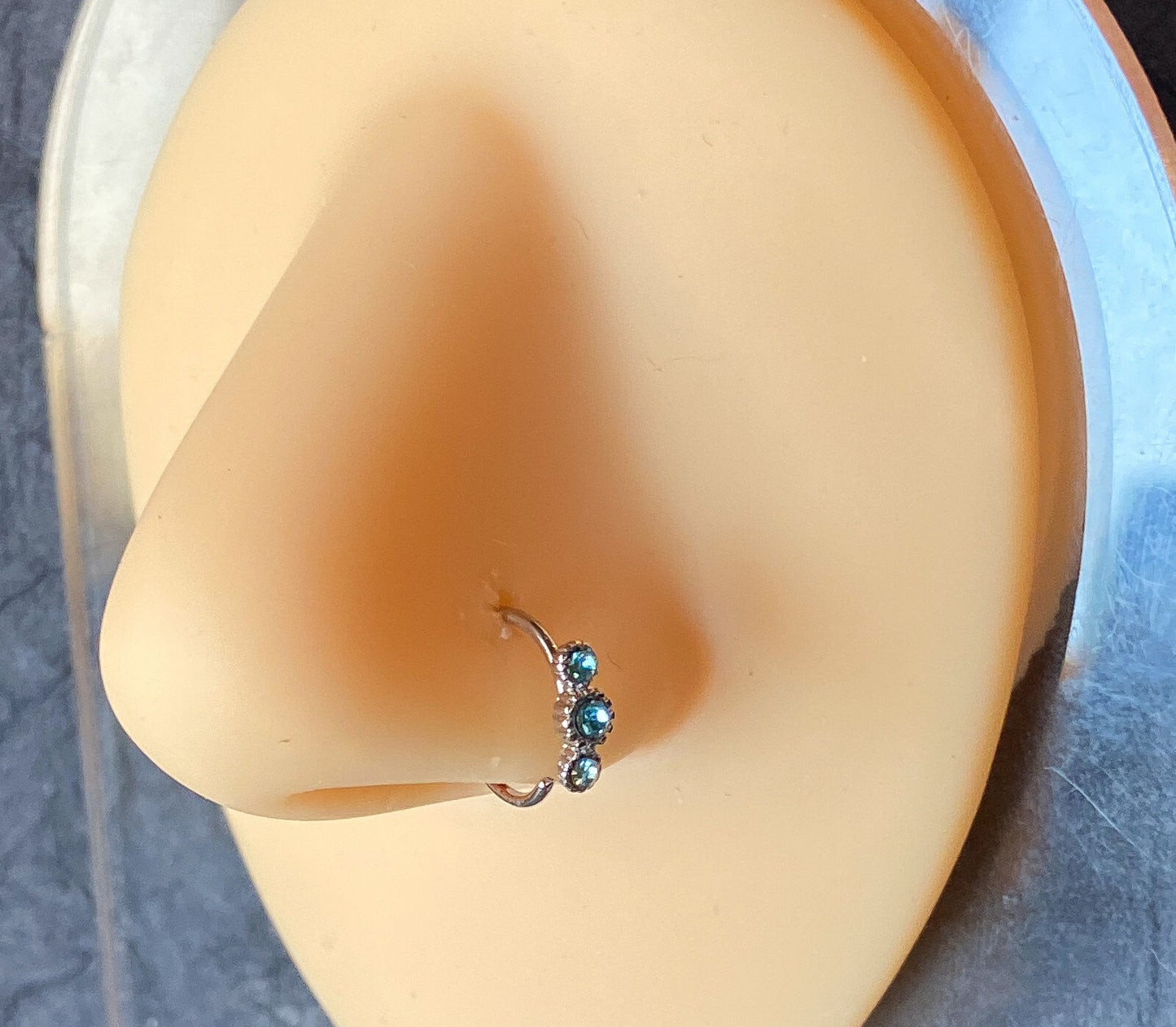 1pc Three CZ Gem Hoop Nose / Cartilage Ring Rook Daith Helix Tragus