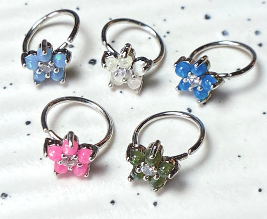 1pc Opal Glitter Flower Hoop Nose / Cartilage Ring Rook Daith Helix Tragus