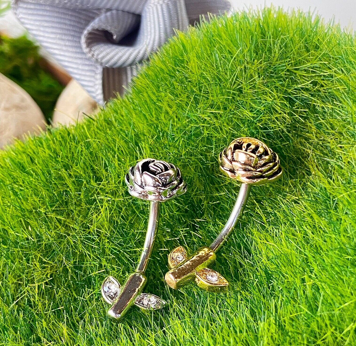 1pc Rose Stem 316L Surgical Steel Belly Pierced Navel Naval Ring