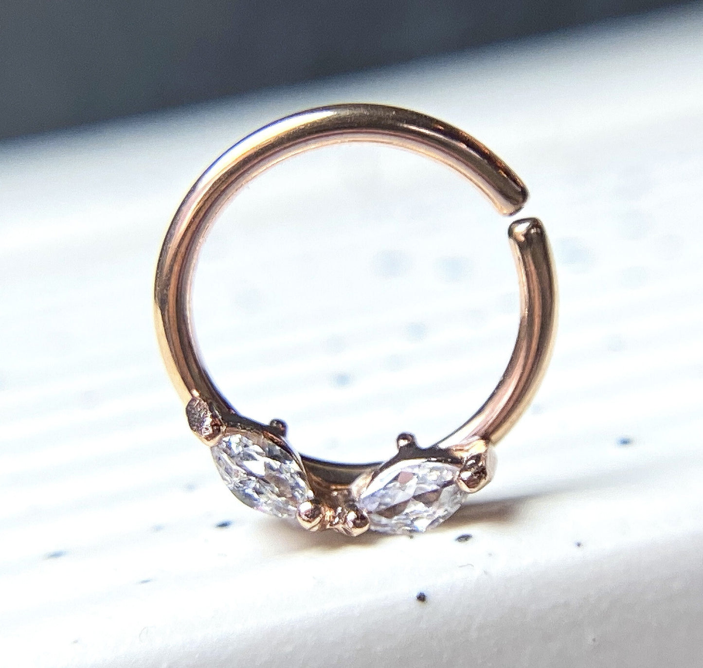 1pc Double Marquise Gem Hoop Ring- Nose Septum Daith Rook Tragus Ear Cartilage