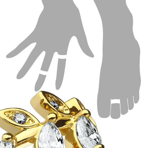 Marquise Cut CZ Gem Leaf Leaves Vine Adjustable Mid Ring / Toe Ring